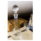 Two Etched Decanters and Five Wine Stems