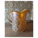 Wreathed Cherry Carnival Glass Creamer