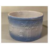 Blue & White Stoneware Cows & Trees Crock