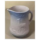 Doe and Fawn Blue & White Stoneware Pitcher