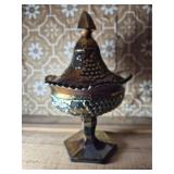 Grape & Cable Carnival Glass Compote