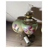 Antique Hand Painted Oil Lamp