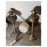 Brass Oil Lamps & Shade
