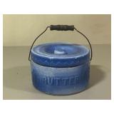 Blue & White Stoneware Butter Crock