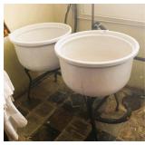 Enameled Porcelain Double Wash Basin