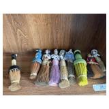 Nine Vintage Figural Handle Hand Brooms