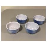 4 Flying Bird Blue & White Stoneware Bowls