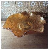Peacock At The Fountain Ftd. Carnival Glass Bowl