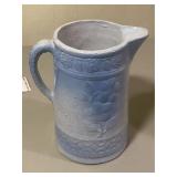 Blue & White Wild Rose Stoneware Pitcher