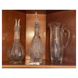 2 Glass Decanters and Pitcher
