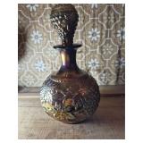 Grape & Cable Carnival Glass Bottle