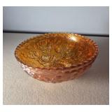 Open Rose Ftd. Carnival Glass Bowl