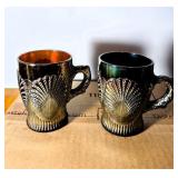 Two Carnival Glass Handled Cups