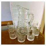 American Brilliant Cut Glass Pitcher Set