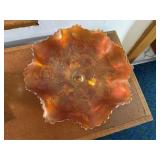 Chrysanthemum Three Ftd. Carnival Glass Bowl