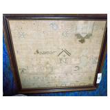 Framed Hand Stitched Sampler