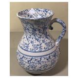 Blue & White Spongeware Banded Pitcher