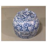 Blue & White Spongeware Bear Pot
