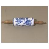 Blue & White Stoneware Rolling Pin