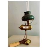 Antique Student Lamp with Green Glass Shade