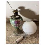 Antique Hand Painted Oil Lamp