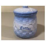 Coffee Blue & White Stoneware Cannister