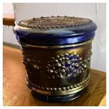 Orange Tree Carnival Glass Powder Jar