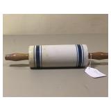 Blue Band Stoneware Rolling Pin