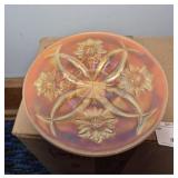 Dugan Four Flowers Carnival Glass Plate