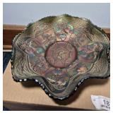 Dragon & Strawberry Carnival Glass Bowl
