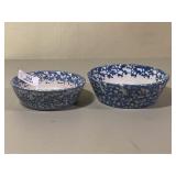 2 Blue & White Stoneware Bowls