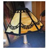 Antique Slag Glass Table Lamp