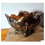Double Pattern Carnival Glass Bowl