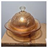 Carnival Glass Covered Butter Dish