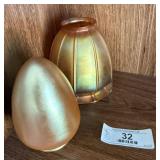 Two Quezal Art Glass Lamp Shades
