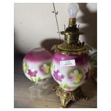 Antique Hand Painted Oil Lamp