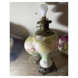 Antique Hand Painted Oil Lamp