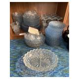 Vintage Blue Bubble Glass Set
