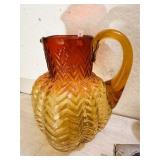 Hand-Blown Art Glass Pitcher