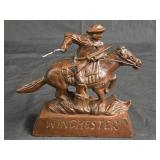 Cast Iron Winchester Cowboy on Horse Figure