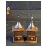 Vintage Mini Coffee Mill Salt & Pepper Wood Set