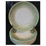 Set of 8 Federal Moonglow Green Dinner Plates