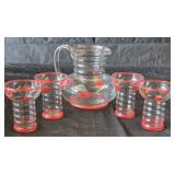 Vintage Dunbar Tomato Ring Pitcher & 4 Tumblers