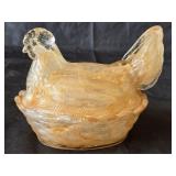 Vintage Slag Glass Hen on Nest