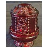 Indiana Glass Ruby Red Stars & Bars Fairy Lamp