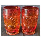 Vintage L.E. Smith Amberina Moon & Stars Tumblers
