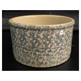 Roseville Pottery Blue Spongeware Low Crock Jar