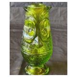 Vintage Viking Glass Avocado Green Owl Fairy Lamp