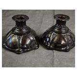Vintage Anchor Hocking Ruby Candlestick Holders