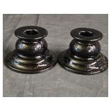 Vintage Hazel Atlas Cloverleaf Candlestick Holders